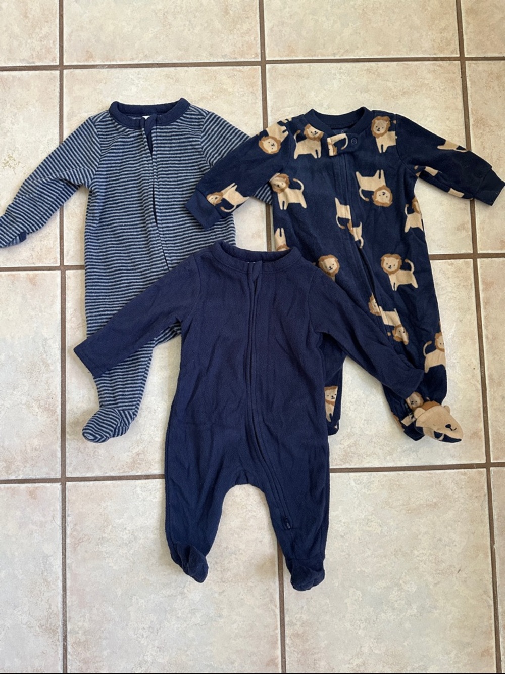Set of 3 Baby Boy Fleece Footies